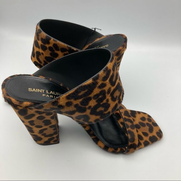 Saint Laurent OAK WOMENS PONY PRINT SANDAL SZ 37 US 7 - Picture 12 of 16